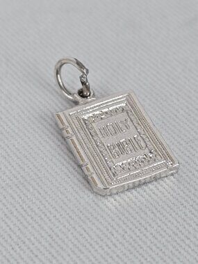 Vintage Sterling Silver Holy Bible Charm Book Pendant Religious Bracelet Charm